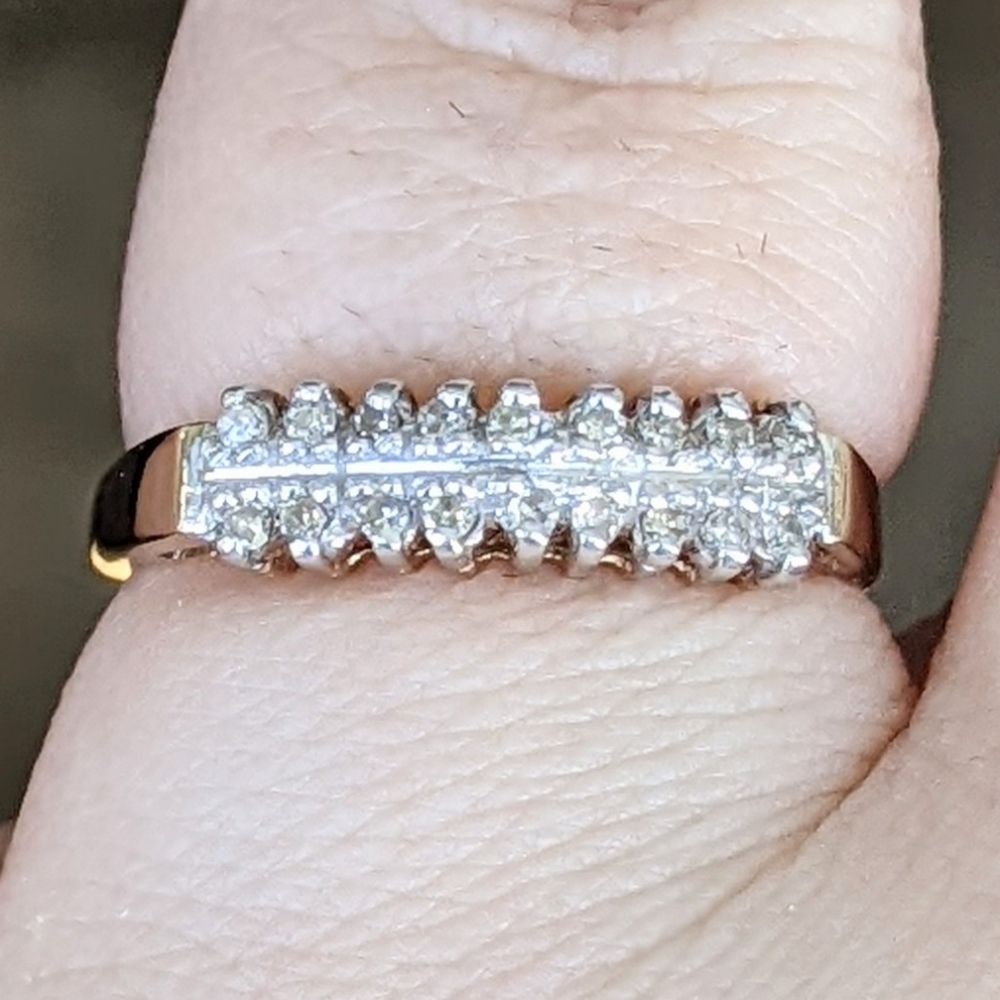 Antique 10K Gold Diamond Double Anniversary Ring